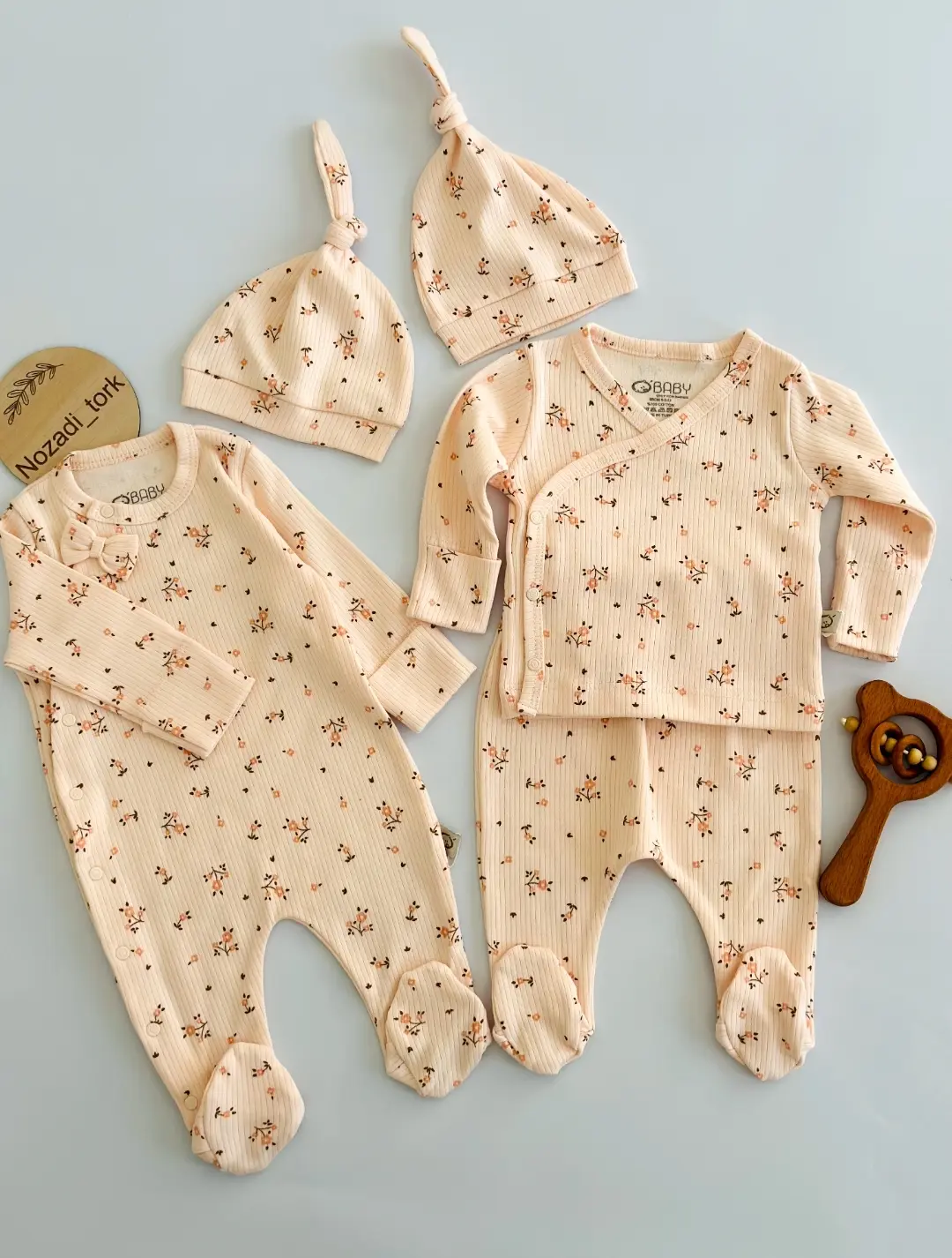 ست سه تیکه ترک دخترانه برند obaby