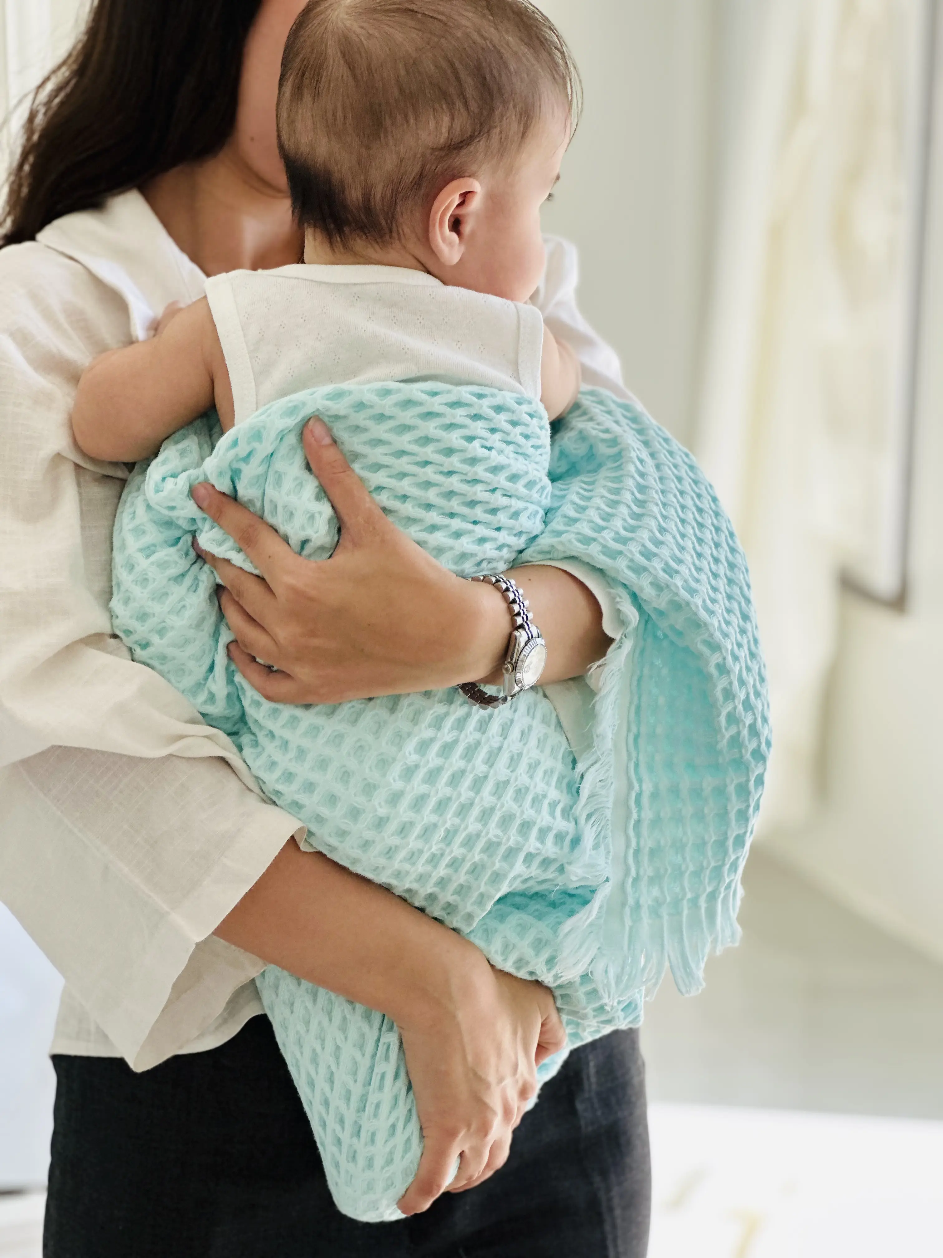 پتو دورپیچ نوزادی چهار فصل پارچه پیکه ترک طرح اندی واوا andywawa